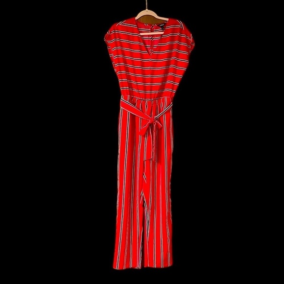 size small red stripe Express jumpersuit - Picture 1 of 6